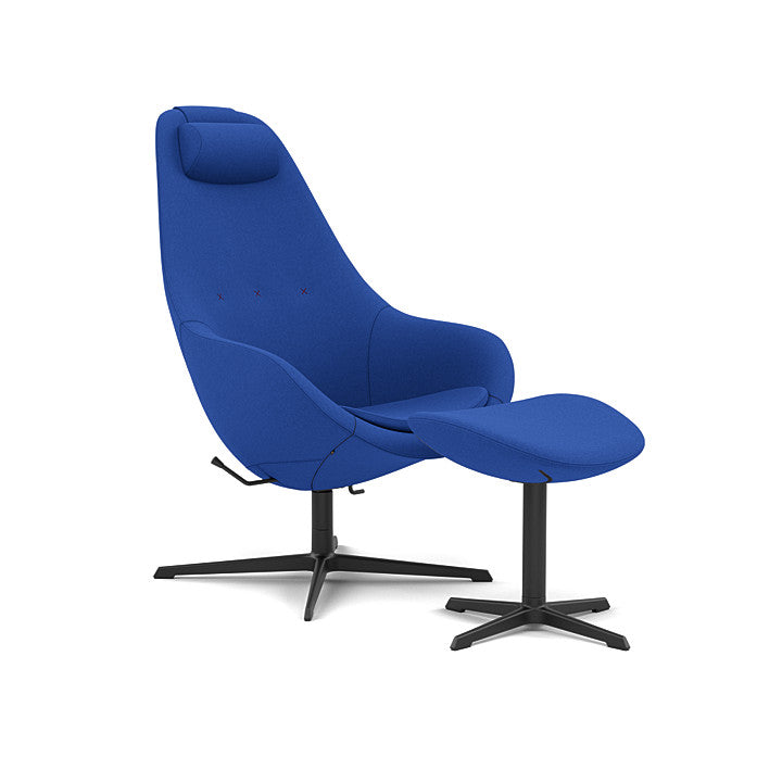 Kokon™ - Swivel armchair with 4-spoke base with armrests (Base - Matte Black / Upholstery Material - Divina 3)