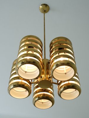 5-Arm Pendant Light in Brass by Kai Ruokonen for Lynx, Finland, Early 1970s-FMT-1394828