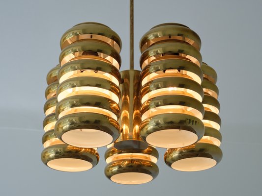 5-Arm Pendant Light in Brass by Kai Ruokonen for Lynx, Finland, Early 1970s-FMT-1394828