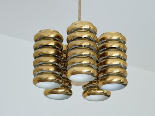 5-Arm Pendant Light in Brass by Kai Ruokonen for Lynx, Finland, Early 1970s-FMT-1394828