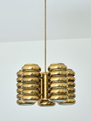 5-Arm Pendant Light in Brass by Kai Ruokonen for Lynx, Finland, Early 1970s-FMT-1394828