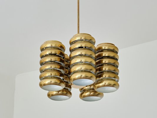 5-Arm Pendant Light in Brass by Kai Ruokonen for Lynx, Finland, Early 1970s-FMT-1394828