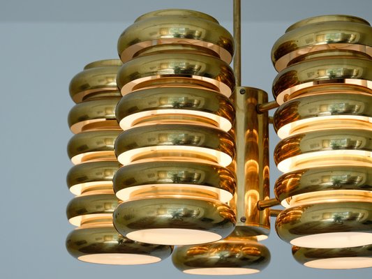 5-Arm Pendant Light in Brass by Kai Ruokonen for Lynx, Finland, Early 1970s-FMT-1394828