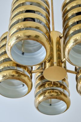 5-Arm Pendant Light in Brass by Kai Ruokonen for Lynx, Finland, Early 1970s-FMT-1394828