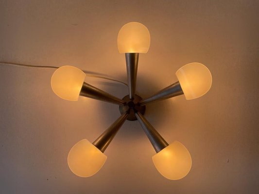 5-Armed Grey Metal & Acrylic Glass Sputnik Ceiling Light, Germany, 1970s-RDS-1366469