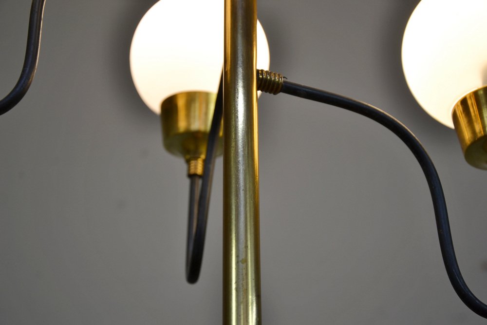 5-Light Marble and Glass Floor Lamp, Italy, 1950s