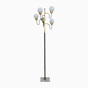 5-Light Marble and Glass Floor Lamp, Italy, 1950s-QZZ-1304179