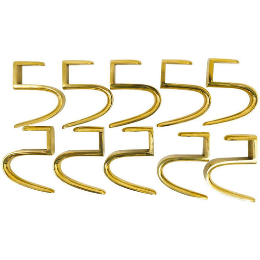 5-Shaped Brass Hook for Coat Rack attributed to Carl Auböck, Austria, 1960s