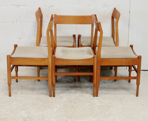 5 Wooden Chairs Flavored Base, Circa 1975., Set of 5-MAO-1251473