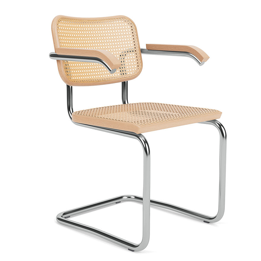 CESCA - Cantilever Vienna straw chair with armrests by Knoll #natural beech