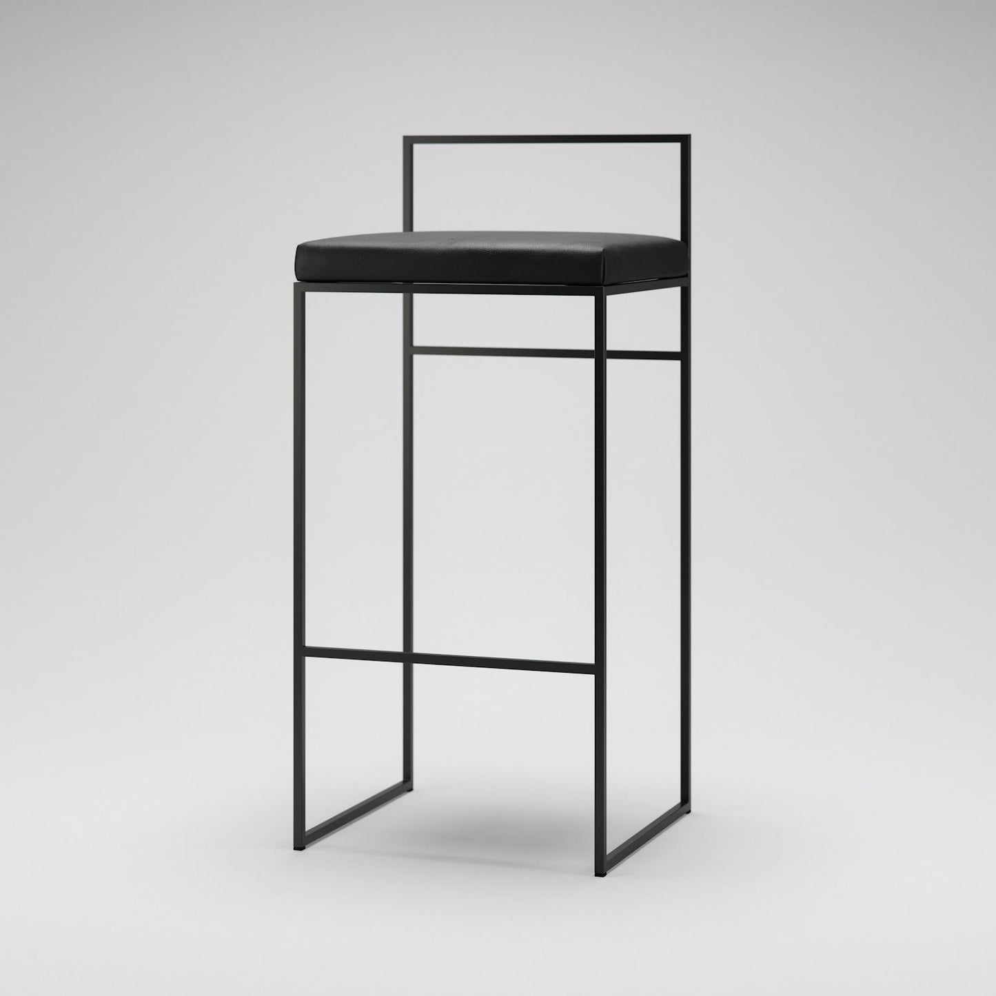 Department Bar Stool with Backrest 90 cm Black/Black Leather
