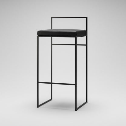 Department Bar Stool with Backrest 90 cm Black/Black Leather