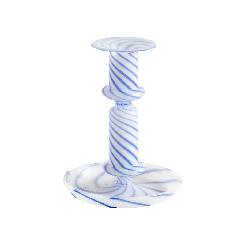 Flare Stripe Milk candleholder by HAY #medium, blue #