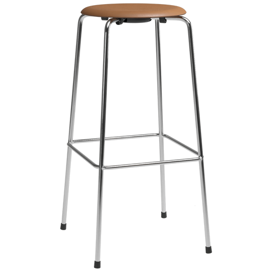 High Dot™ - M3170 Bar Stool W. 4 Legs by Fritz Hansen #M3170 Bar stool w. 4 legs / Intense Leather / Brown / Steel / Chrome