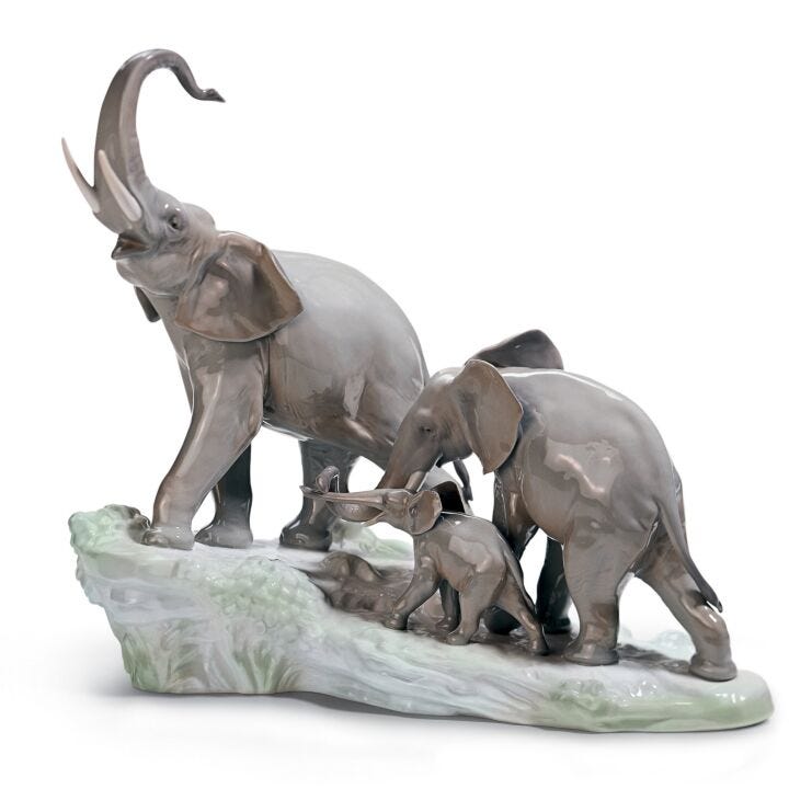 Elephants Walking Figurine by Lladró