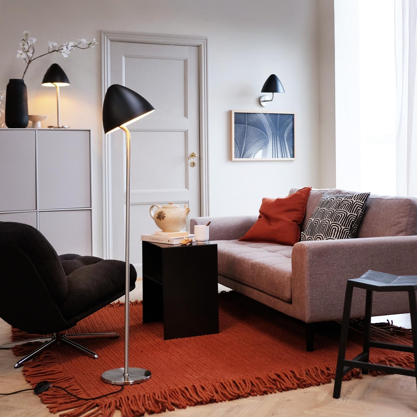 Dyberg Larsen Oulu Wall Lamp Black/ Brushed Steel