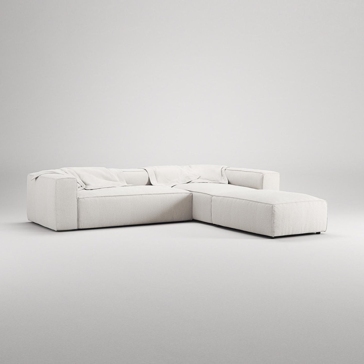 Decotique Grand 4-Seater Sofa Divan Open End With Footstool Right Steam/ White