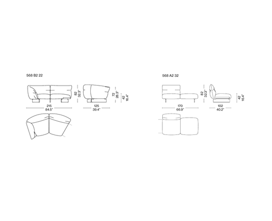 [커스텀] 몬클라우드 패브릭 모듈 소파  586 B2 22 + 568 A2 32