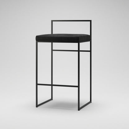 Department Bar Stool with Backrest 80 cm Black/Black Velvet