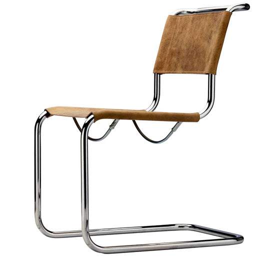 S 33 - Cantilever tanned leather chair