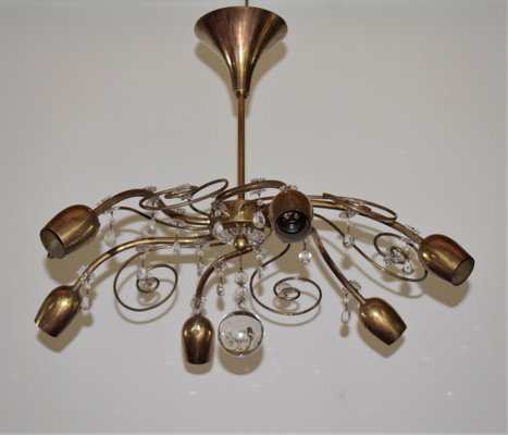 6-Arm Sputnik Swirl Chandelier Pendant from Lobmeyr, Vienna, 1950s-VA-748843