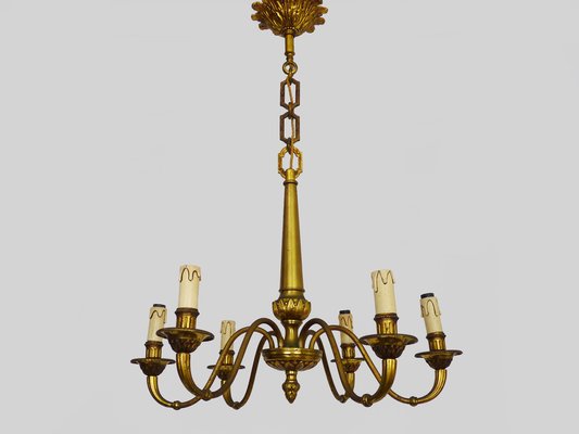 6-Light Bronze Chandelier, 1960s-MZP-1773244