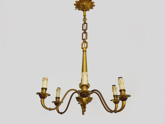 6-Light Bronze Chandelier, 1960s-MZP-1773244