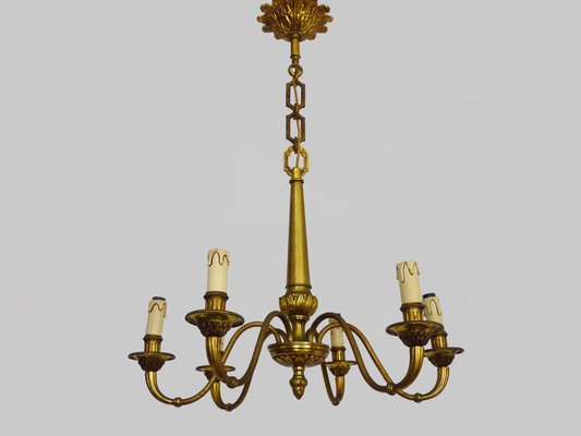 6-Light Bronze Chandelier, 1960s-MZP-1773244