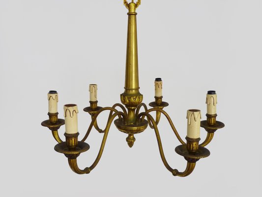 6-Light Bronze Chandelier, 1960s-MZP-1773244