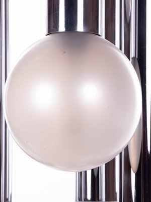 6-Light Chrome & Pearlized Glass Globe Ceiling Lamp by Motoko Ishii for Staff, 1970s-DEK-546840