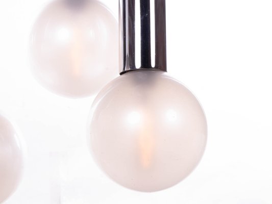 6-Light Chrome & Pearlized Glass Globe Ceiling Lamp by Motoko Ishii for Staff, 1970s-DEK-546840