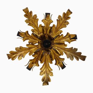 6-light Gilded Foliage Ceiling Lamp by Li Puma Firenze, Italy, 1960s-MZP-1780598