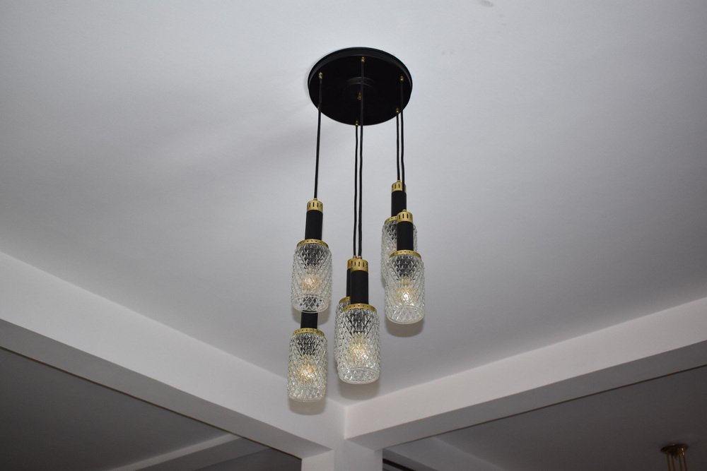 6-Light Glass Pendant attributed to Stilnovo, 1960s