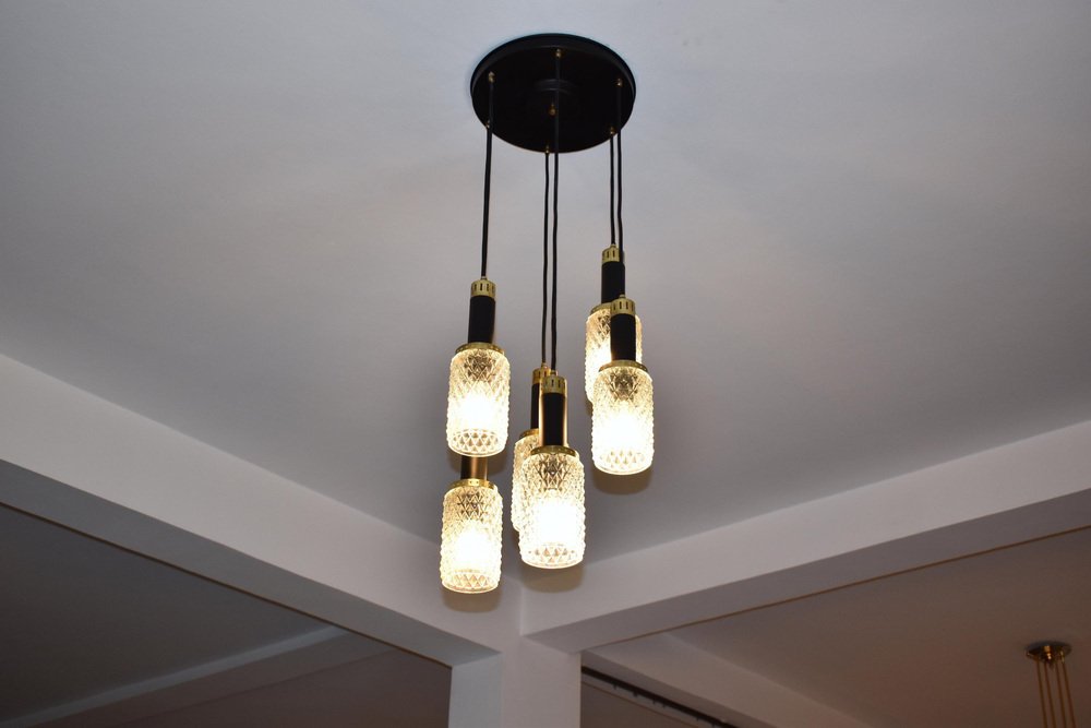 6-Light Glass Pendant attributed to Stilnovo, 1960s