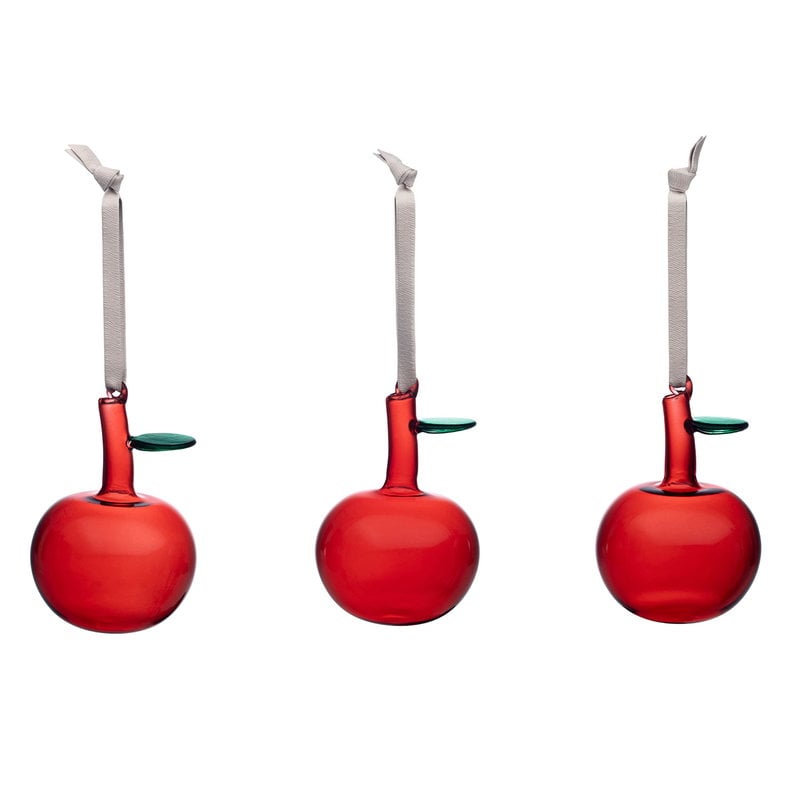 Glass apple by Iittala #3 pcs, red #