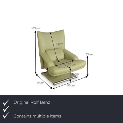 6500 Leather Armchair Set in Green from Rolf Benz, Set of 2-RQW-2036338