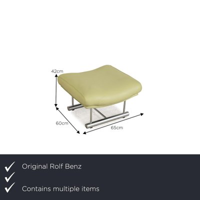 6500 Leather Stool Set in Green Yellow from Rolf Benz, Set of 2-RQW-2036329