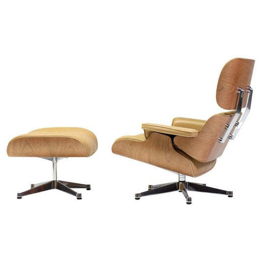 670/671 Lounge Chair and Ottoman in Natural Leather by Charles & Ray Eames