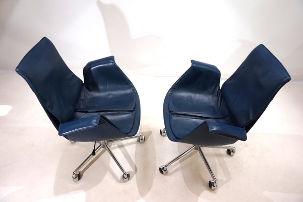 6727 Leather Office Chairs by Fabricius & Kastholm for Kill International, 1960s, Set of 2-HUW-2040354