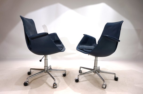 6727 Leather Office Chairs by Fabricius & Kastholm for Kill International, 1960s, Set of 2-HUW-2040354