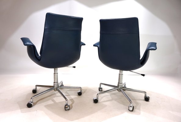 6727 Leather Office Chairs by Fabricius & Kastholm for Kill International, 1960s, Set of 2-HUW-2040354