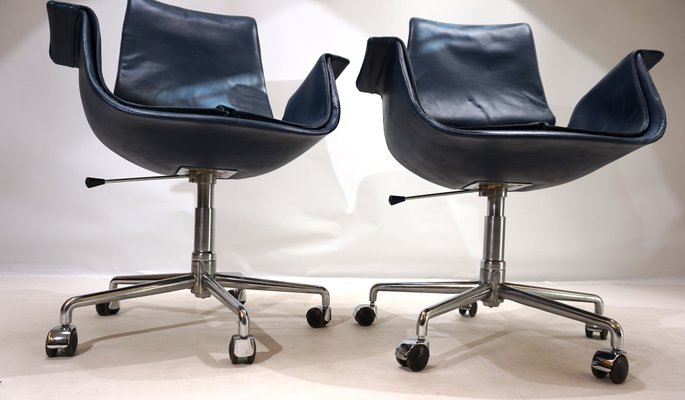 6727 Leather Office Chairs by Fabricius & Kastholm for Kill International, 1960s, Set of 2-HUW-2040354