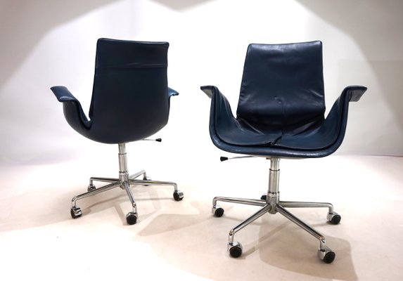 6727 Leather Office Chairs by Fabricius & Kastholm for Kill International, 1960s, Set of 2-HUW-2040354