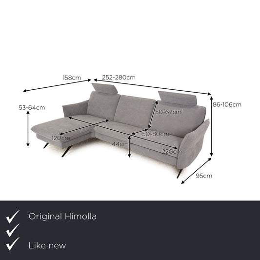 6902 Corner Sofa in Blue Gray Fabric from Himolla