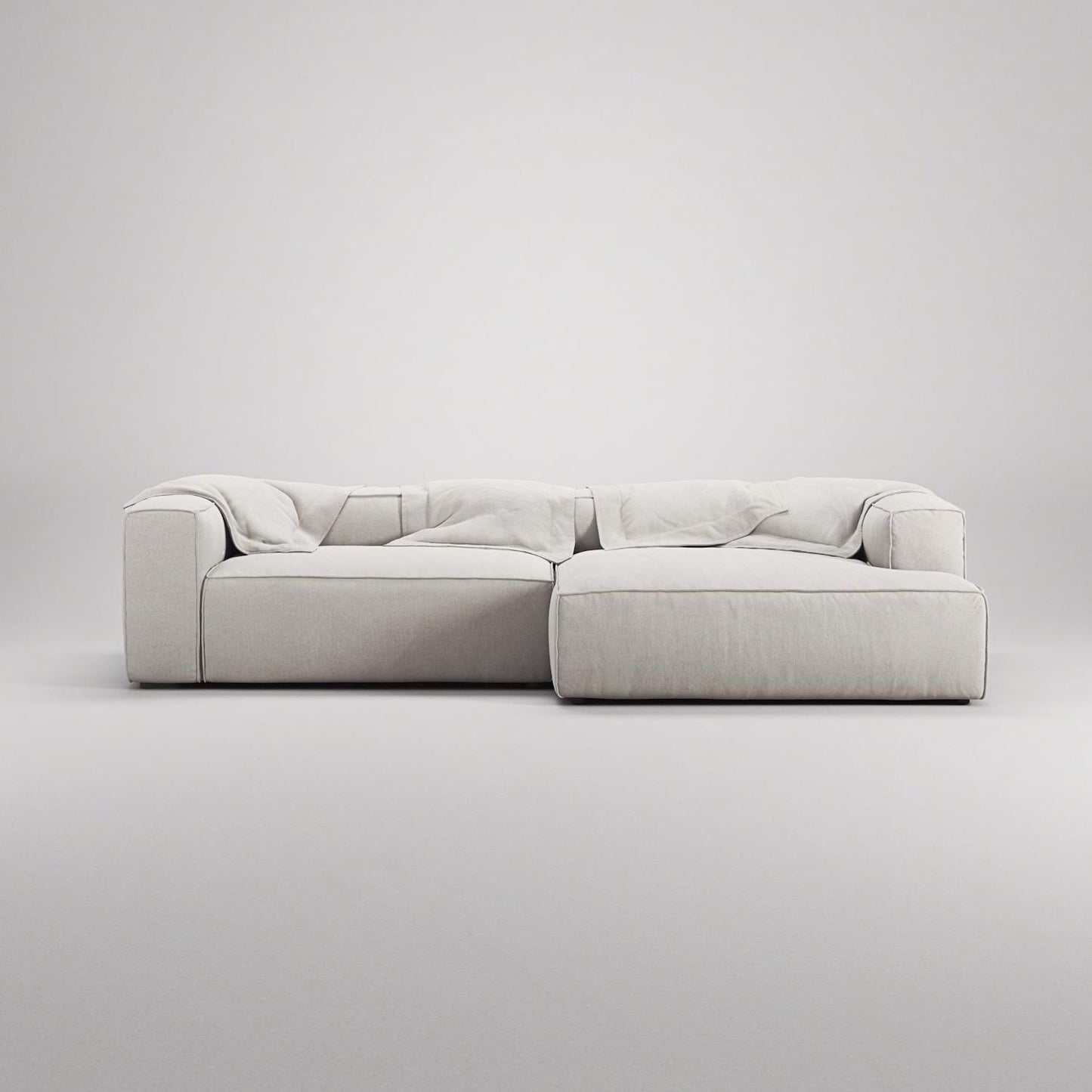 Decotique Grand 3-Seater Sofa Chaise Longue Right Moonwhite