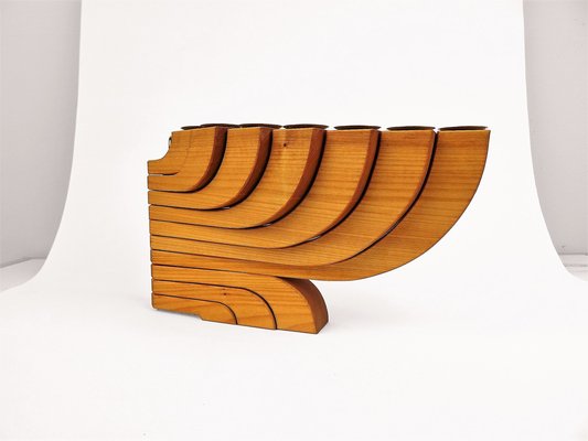 7-Armed Wooden Menora Candleholder by Jonas Grundell, 1980s-FPY-1819573