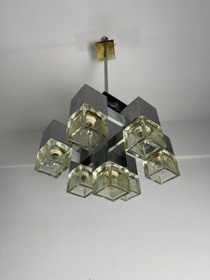 7-Light Chandelier Cubic Model attributed to Gaetano Sciolari, 1970s-YST-2021220