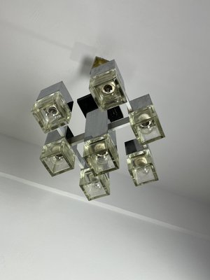 7-Light Chandelier Cubic Model attributed to Gaetano Sciolari, 1970s-YST-2021220