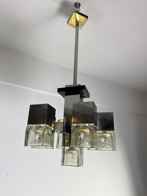 7-Light Chandelier Cubic Model attributed to Gaetano Sciolari, 1970s-YST-2021220