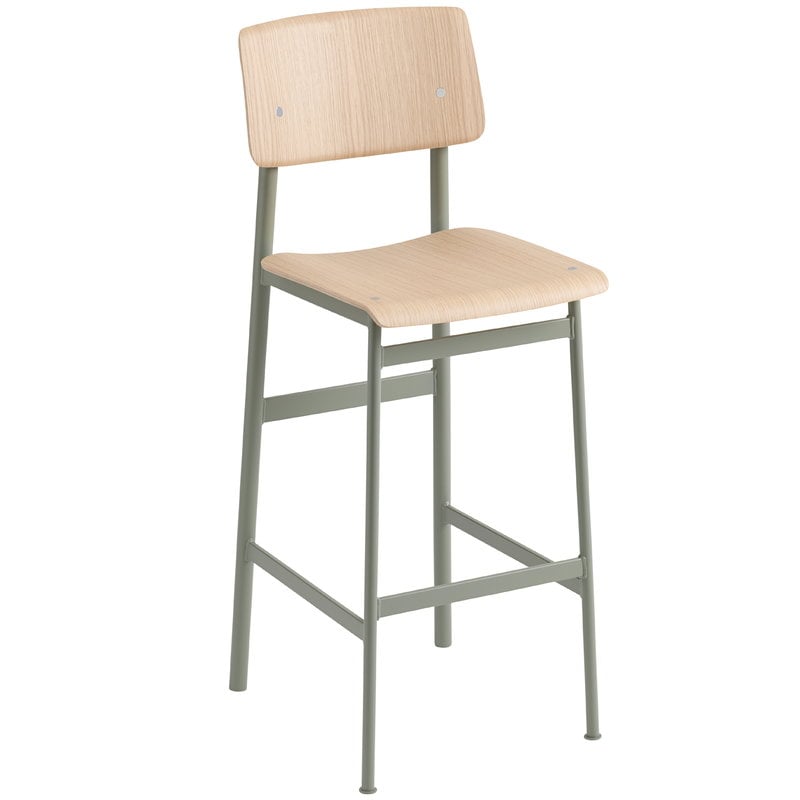 Loft bar stool 75 cm by Muuto #dusty green - oak #